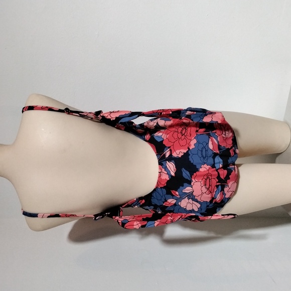 Kona Sol Floral 1 Piece Bathing Suit w/Tie Back and Adjustable Straps Size L - Picture 12 of 16